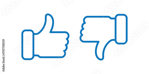 Thumbs up and thumbs down icon isolated on white background like and dislike symbol