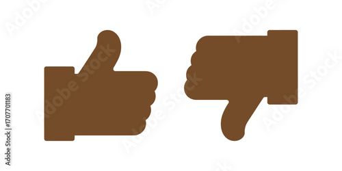 Thumbs up and thumbs down icons isolated on white background, symbolizing agreement and disagreement