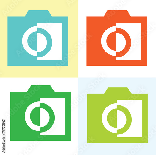 Camera Symbol Icon Set in Bright Colors