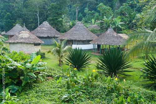 Camp managed by american indian natives Yekuana on Playon site, sand beach of the Caura river, downstream from Para falls, Venezuela