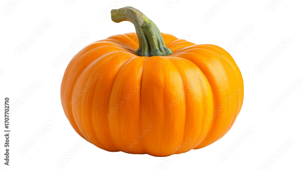 Obraz premium Bright Orange Pumpkin with a Green Stem on a Transparent Background, Isolated PNG