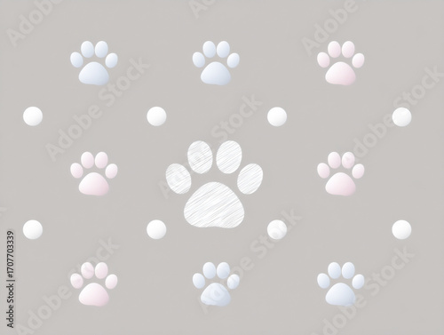 playful paw prints pastel colors seamless.