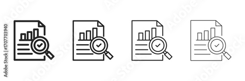 Audit   Icon Set With Multiple Line Styles Vector Illustration 