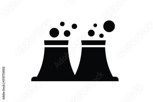 Icon of two cooling towers emitting steam or smoke
