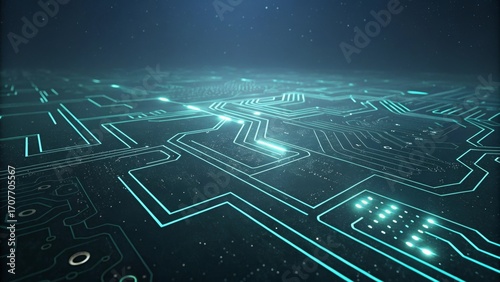 Digital Circuitry: A futuristic circuit board glows with intricate detail and a sense of technological advancement, reflecting the dynamism of the digital era. 