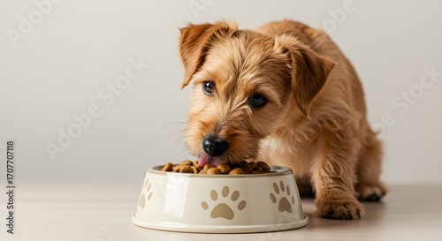 Dog eating food