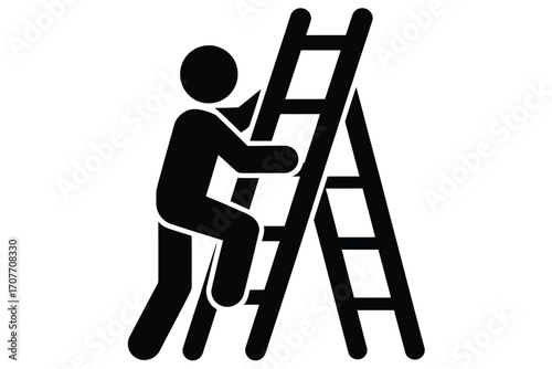 Person climbing a ladder icon symbol