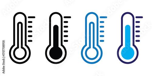 Thermometer icon set showing temperature levels isolated on white background vector illustration