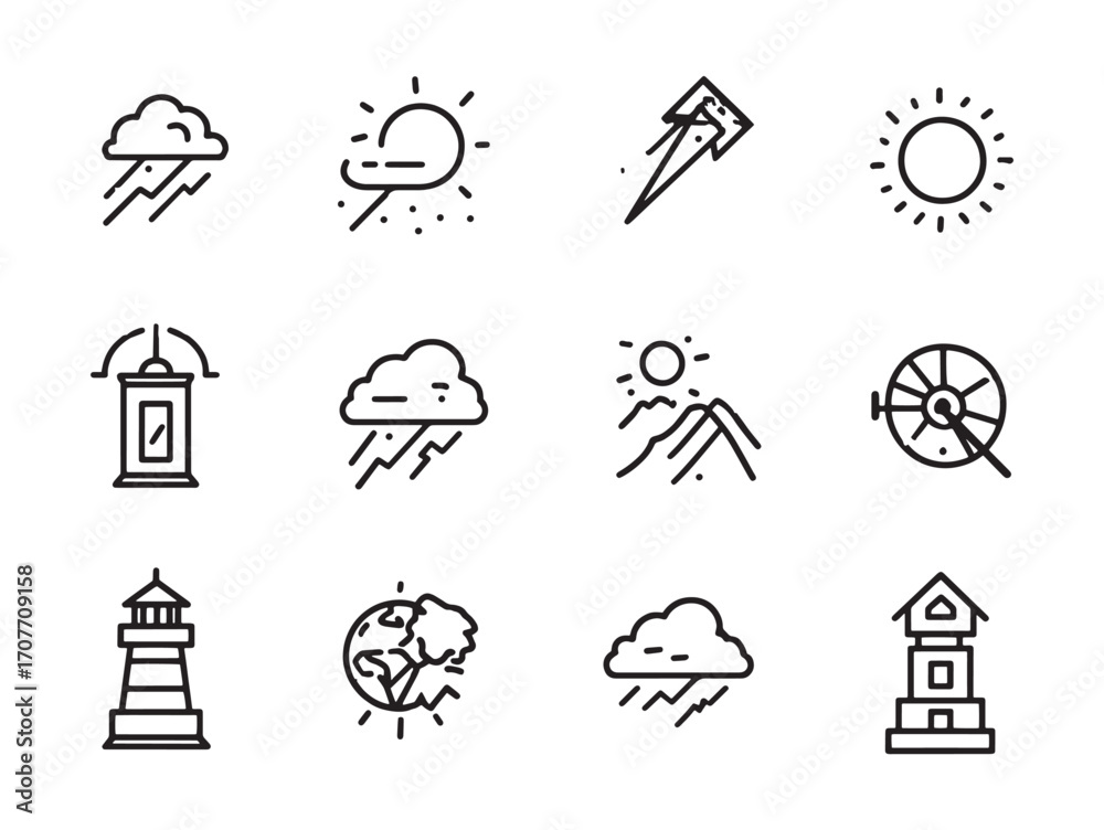 Naklejka premium Weather Alert Line Art Storm Approaching Fast