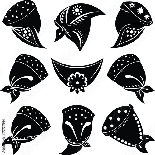 Bandana Silhouettes: Vector Art of Various Headscarf Styles
