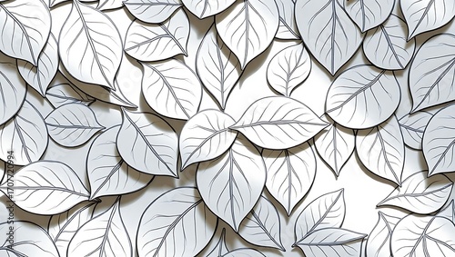 A pattern of white leaves with black outlines art