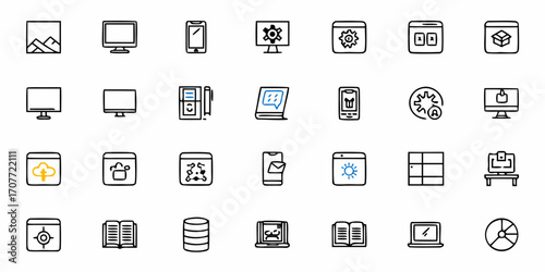 Collection of various interface and application icons representing different functions and utilities