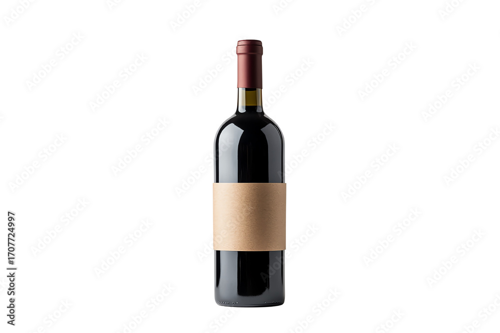 Fototapeta premium Premium red wine bottle with a blank label, isolated on a white background, perfect for branding and marketing.