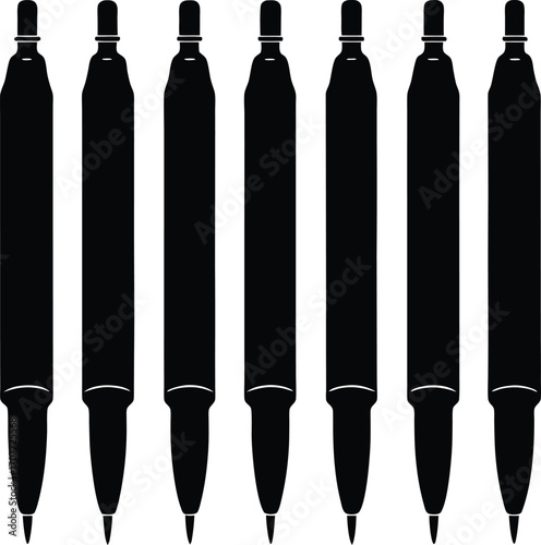 Black Silhouette Pens: Seven Ink Markers with Fine Point Tips
