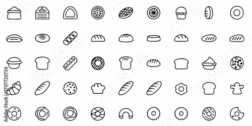 Explore a delightful collection of bakery icons perfect for menus, websites, and branding, offering a charming visual representation of baked goods and sweet treats for your business needs