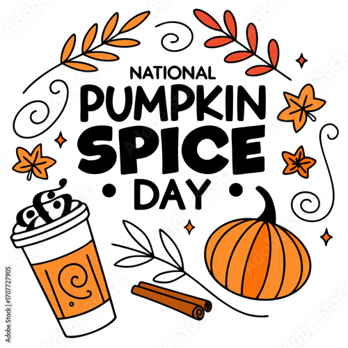 NATIONAL PUMPKIN SPICE DAY vector illustration