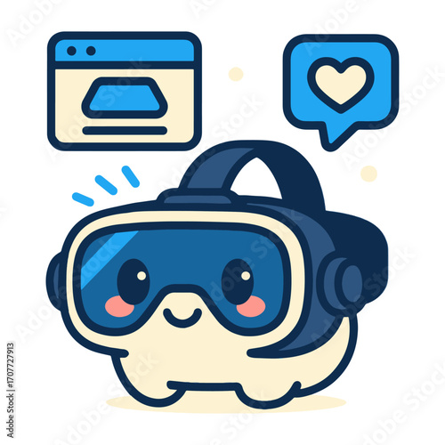 VR Headset Mascot with Chat Heart – Virtual Reality Icon