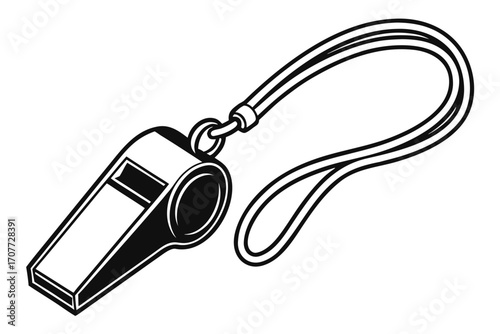 Black and White Whistle with Lanyard 1.