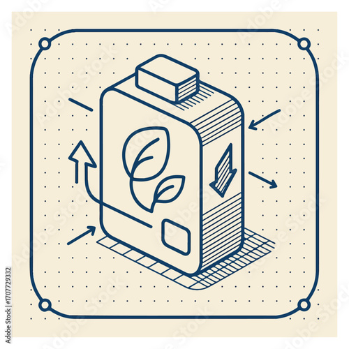 Eco Battery / Power Bank – Recycling Energy Icon (Isometric Line)