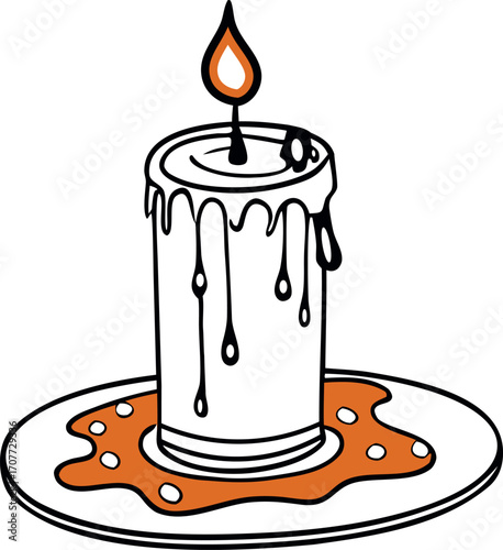 candlestick with burning candle vector
