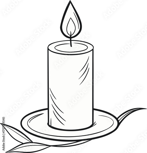 candlestick with burning candle vector