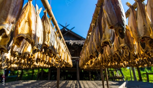 Dried fish hanging to dry