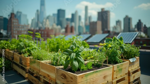 Urban gardening with smart technology enhances crop growth in city rooftop farms