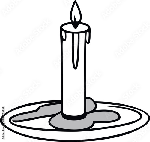 candlestick with a burning candle vector 