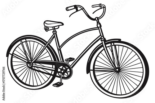 Classic Bicycle Line Art Illustration.
