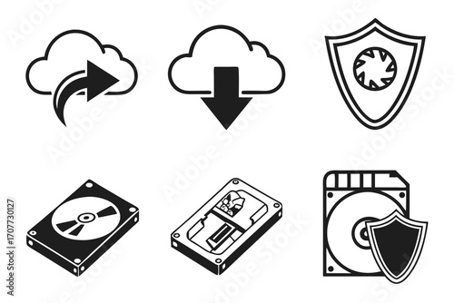 Cloud Storage and Data Security Icons.