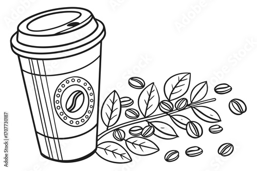 Coffee Cup and Beans Illustration 1.