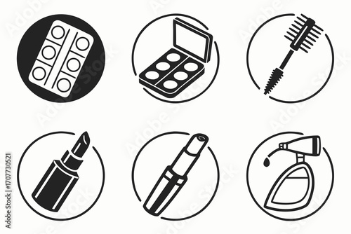 Collection of Cosmetic Product Icons.