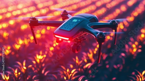 Drones enhance precision agriculture during sunset for sustainable farming practices