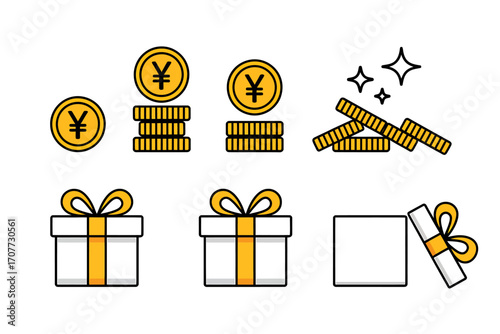 Earning and Gift Concept Flat Vector of Stacked Coins and a Present, Representing Savings and Giving
