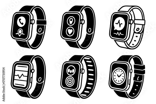 Collection of Six Smartwatch Icons.
