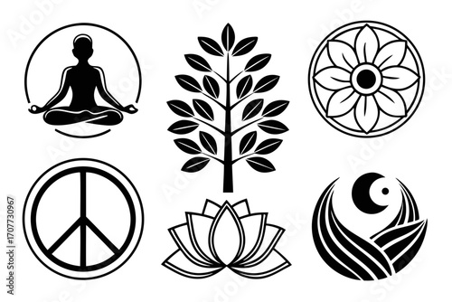 Collection of Spiritual and Peaceful Symbols.