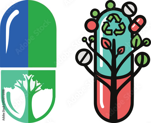 Sustainable Medicine and Natural Health Concepts Illustration