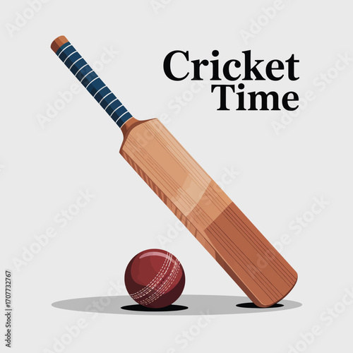 Vector icon of a wooden baseball bat and ball, isolated on a white background for a team sport illustration