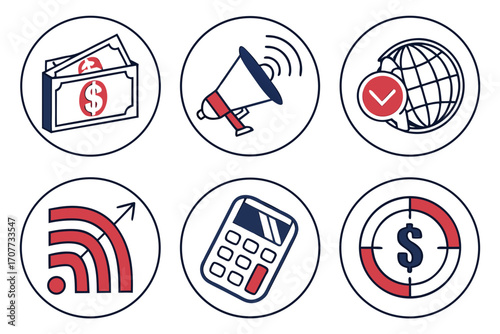 Financial Icons Set for Business and Technology.