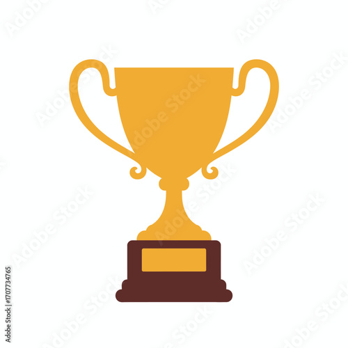 Winning golden trophy cup, a shiny prize for the champion of the competition, isolated on a white background