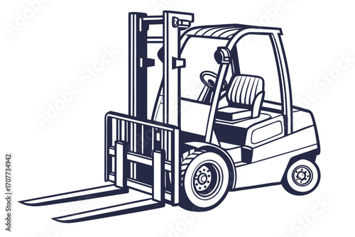 Industrial Forklift Truck Vehicle Illustration.