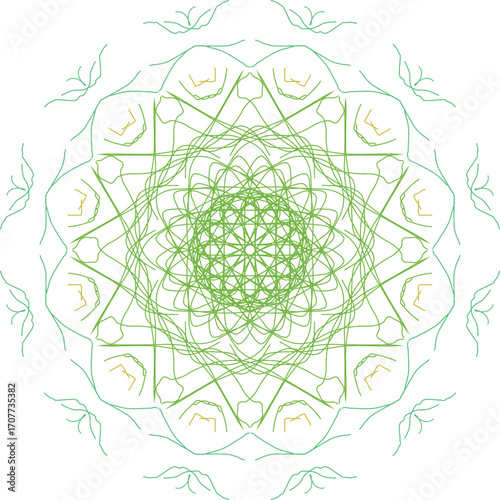 Soft Green Abstract Circular Line Art