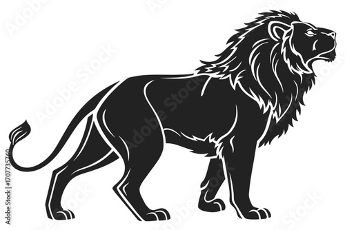 Majestic Lion Silhouette Roaring Proudly.