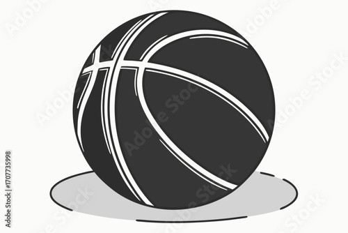 Minimalist Black Basketball Graphic Design.
