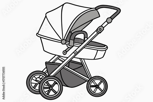 Modern Baby Stroller Illustration.