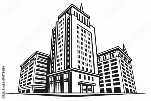 Modern Cityscape with Tall Buildings.