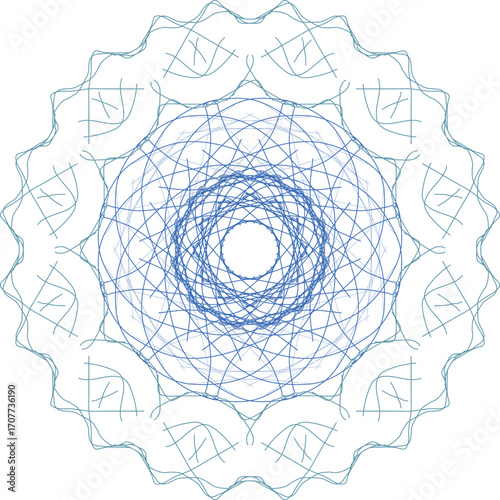Circular Geometric Blue Pattern Ornament