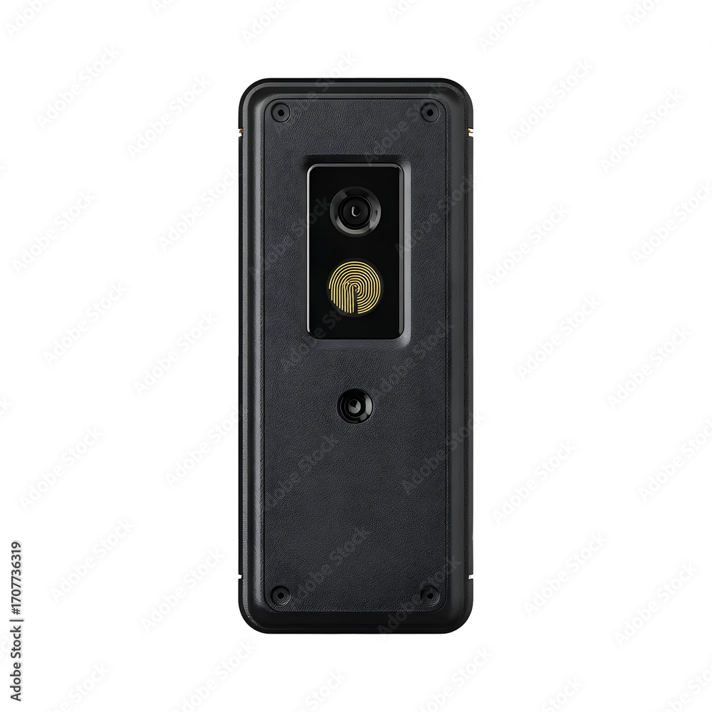 Fototapeta premium Close-up Shot of a Sleek, Rectangular Security Camera on a White Background