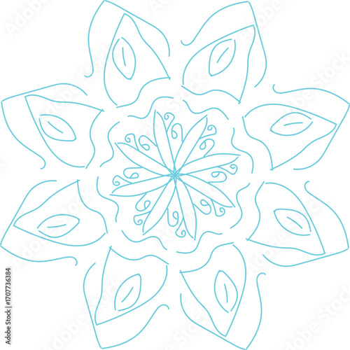 Light Blue Abstract Mandala Line Art