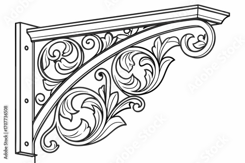 Ornate Decorative Architectural Bracket with Scrollwork.